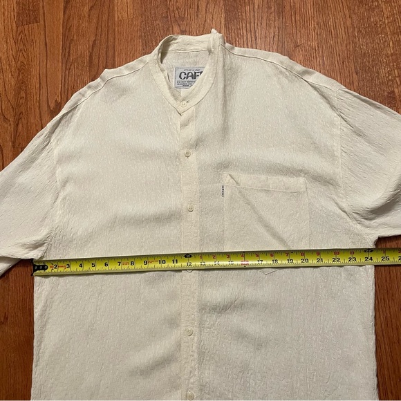 Cafe Styled in Italy ivory textured long sleeve button up shirt size L - Picture 15 of 16